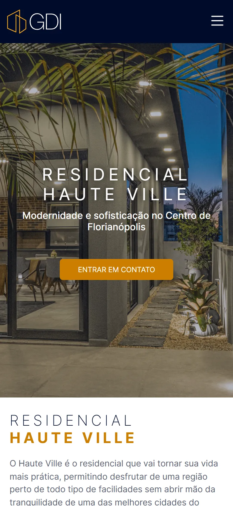 A mesma página do Haute Ville num telemóvel.